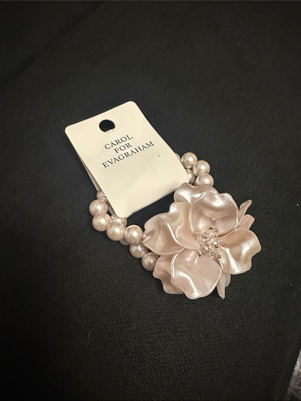 Light Pink , little Gold Pearl Double-Strand Bracelet with Floral Accent